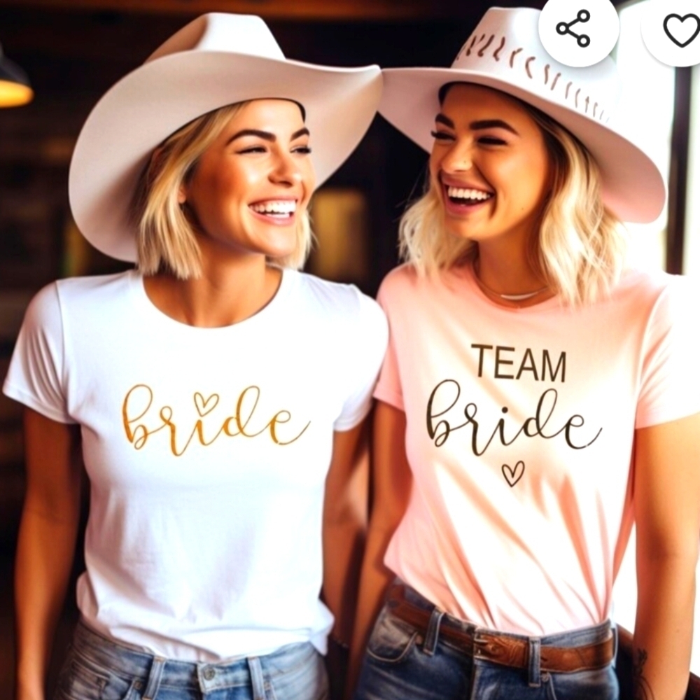 White Bride 100% Cotton T-Shirt with Gold Lettering - Size Small/Medium New